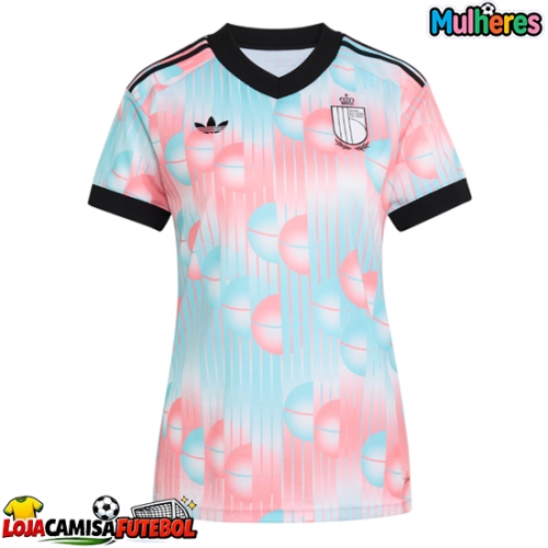Camisa de Futebol Bélgica Equipamento Secundário Mulheres Mundo 2026 Manga Curta